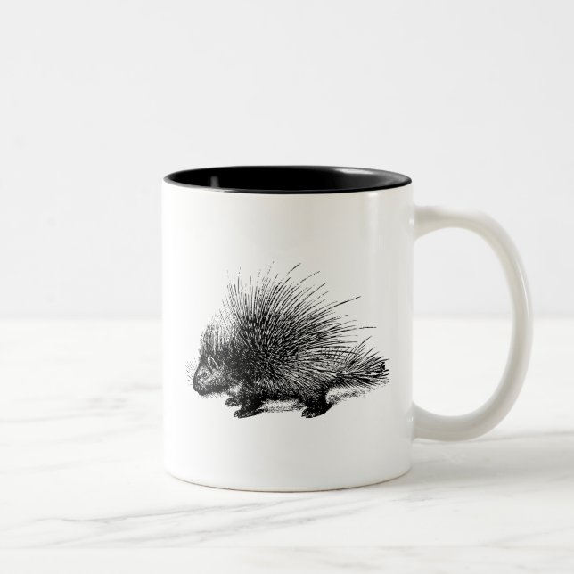 Caneca De Café Em Dois Tons Ilustração da safra Porcupine (Direita)
