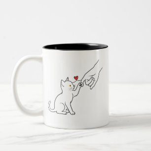 Caneca De Café Em Dois Tons Ilustração de Amor e Conexão de Amante de Gatos