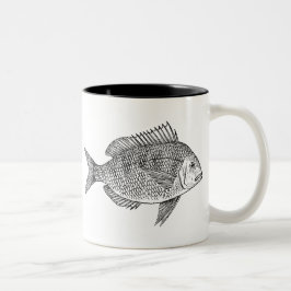 Caneca De Café Em Dois Tons Ilustração de arte marinha náutica de peixes de vi