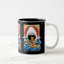 Caneca De Café Em Dois Tons Ilustração de Ataque a Tushi Shark