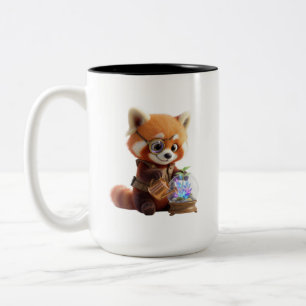 Caneca De Café Em Dois Tons Ilustração de Botânico de Panda Vermelho 3D Cartoo