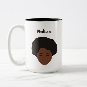 Caneca De Café Em Dois Tons Ilustração de cabelos pretos após personalizaç