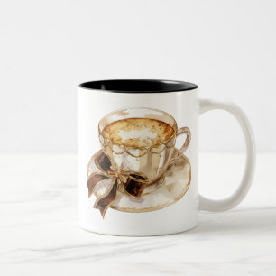 Caneca De Café Em Dois Tons Ilustração de café quente coquette castanho