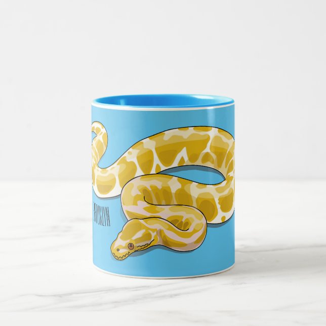 Caneca De Café Em Dois Tons Ilustração de cobra de pitão birmanês (Centro)