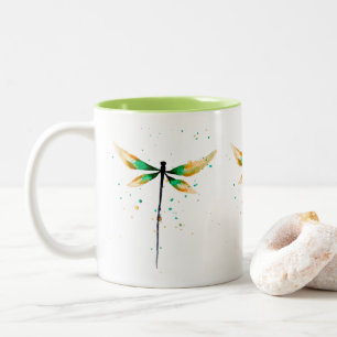 Caneca De Café Em Dois Tons Ilustração de cor de água doce Dragonfly
