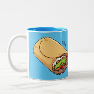 Caneca De Café Em Dois Tons Ilustração de desenho animado burrito