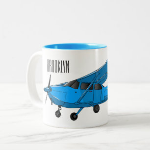 Caneca De Café Em Dois Tons Ilustração de desenho animado de aeronaves de asa