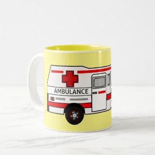 Caneca De Café Em Dois Tons Ilustração de desenho animado de Ambulância