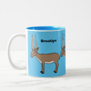 Caneca De Café Em Dois Tons Ilustração de desenho animado de antílope Saiga