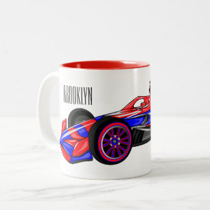 Caneca De Café Em Dois Tons Ilustração de desenho animado de automóveis de cor