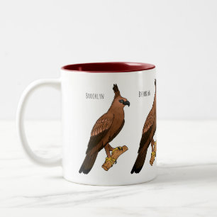 Caneca De Café Em Dois Tons Ilustração de desenho animado de ave-águia-gavião-
