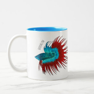 Caneca De Café Em Dois Tons Ilustração de desenho animado de betta-rabo-cruzad
