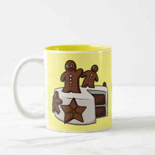 Caneca De Café Em Dois Tons Ilustração de desenho animado de bolo de gengibre