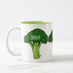 Caneca De Café Em Dois Tons Ilustração de desenho animado de brócolis