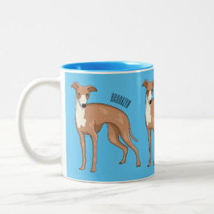 Caneca De Café Em Dois Tons Ilustração de desenho animado de cão Greyhound