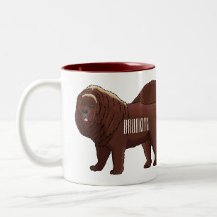 Caneca De Café Em Dois Tons Ilustração de desenho animado de cão Mastiff Tibet