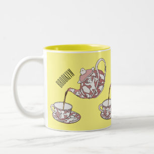 Caneca De Café Em Dois Tons Ilustração de desenho animado de configuração de g