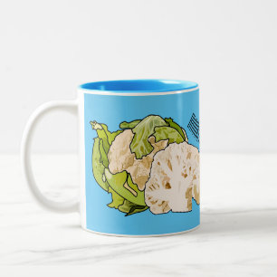 Caneca De Café Em Dois Tons Ilustração de desenho animado de couve-flor