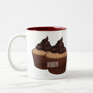 Caneca De Café Em Dois Tons ilustração de desenho animado de cupcake