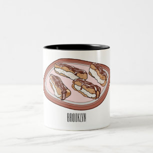 Caneca De Café Em Dois Tons Ilustração de desenho animado de eclair de chocola