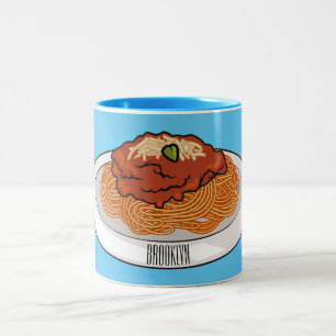 Caneca De Café Em Dois Tons Ilustração de desenho animado de espaguete