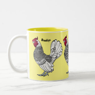 Caneca De Café Em Dois Tons Ilustração de desenho animado de frango Sebright