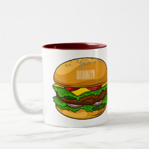 Caneca De Café Em Dois Tons Ilustração de desenho animado de hambúrguer
