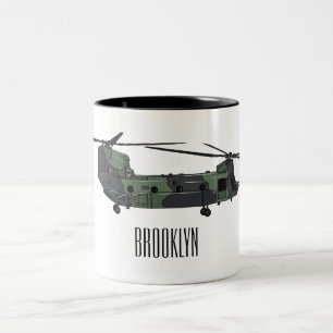 Caneca De Café Em Dois Tons Ilustração de desenho animado de helicóptero do ex