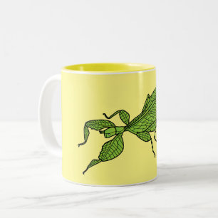 Caneca De Café Em Dois Tons Ilustração de desenho animado de insetos de folh
