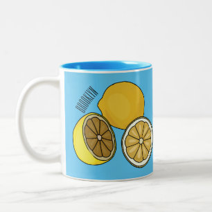 Caneca De Café Em Dois Tons Ilustração de desenho animado de limão