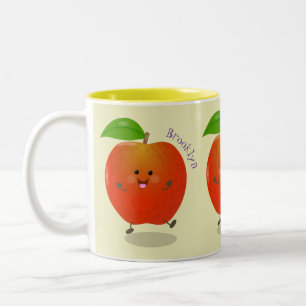 Caneca De Café Em Dois Tons Ilustração de desenho animado de maçã dançante