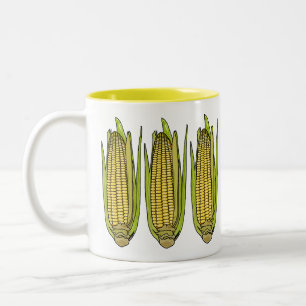 Caneca De Café Em Dois Tons Ilustração de desenho animado de milho
