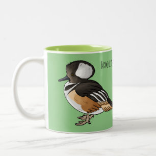 Caneca De Café Em Dois Tons Ilustração de desenho animado de pássaro merganser