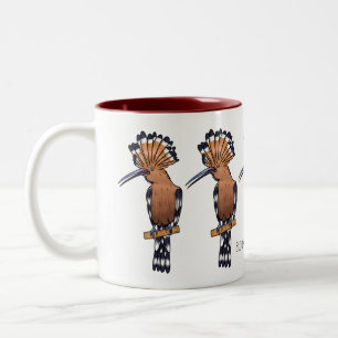 Caneca De Café Em Dois Tons Ilustração de desenho animado de pássaros-hópoe-as