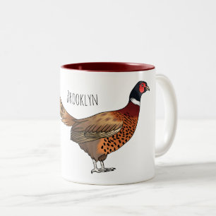 Caneca De Café Em Dois Tons Ilustração de desenho animado de pheasant de pesco