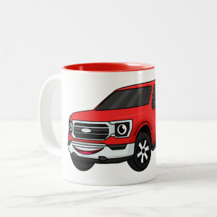 Caneca De Café Em Dois Tons Ilustração de desenho animado de picup vermelho-
