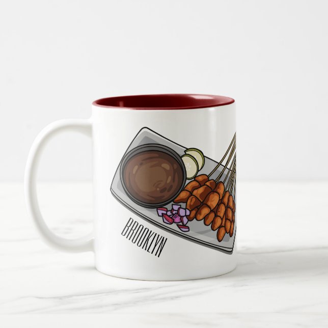 Caneca De Café Em Dois Tons Ilustração de desenho animado de Satay (Esquerda)
