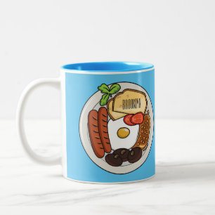 Caneca De Café Em Dois Tons Ilustração de desenho animado do café da manhã em