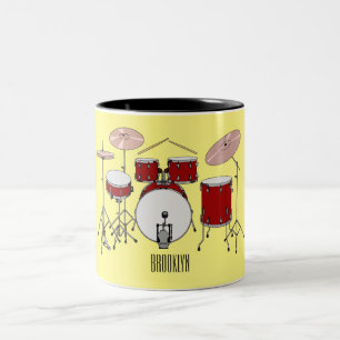 Caneca De Café Em Dois Tons Ilustração de desenho animado do kit de tambor