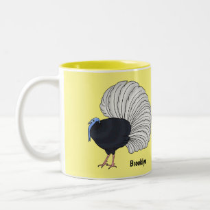 Caneca De Café Em Dois Tons ilustração de desenho animado do pássaro faisão de