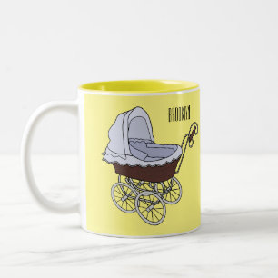 Caneca De Café Em Dois Tons Ilustração de desenho animado do stroller