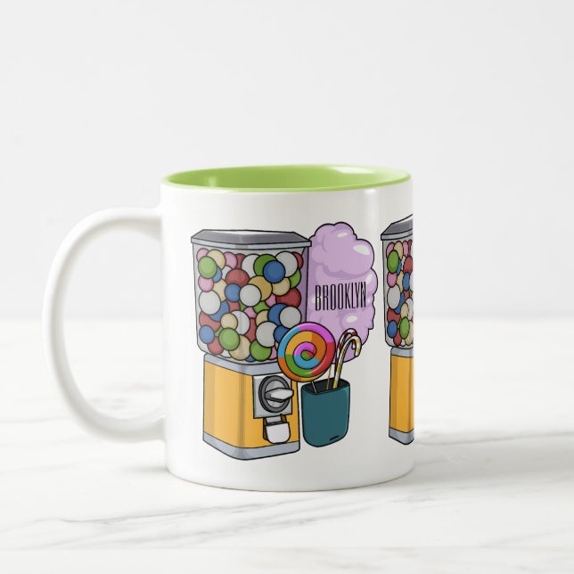 Caneca De Café Em Dois Tons Ilustração de desenho animado doce (Esquerda)