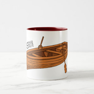 Caneca De Café Em Dois Tons Ilustração de desenho animado em Rowboat