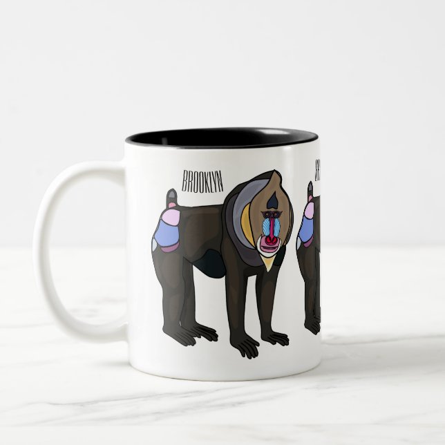 Caneca De Café Em Dois Tons Ilustração de desenho animado Mandrill (Esquerda)