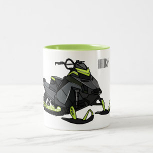 Caneca De Café Em Dois Tons Ilustração de desenho animado Snowmobile