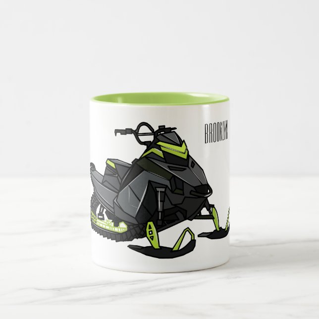 Caneca De Café Em Dois Tons Ilustração de desenho animado Snowmobile (Centro)