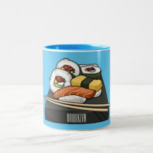 Caneca De Café Em Dois Tons Ilustração de desenho animado Sushi