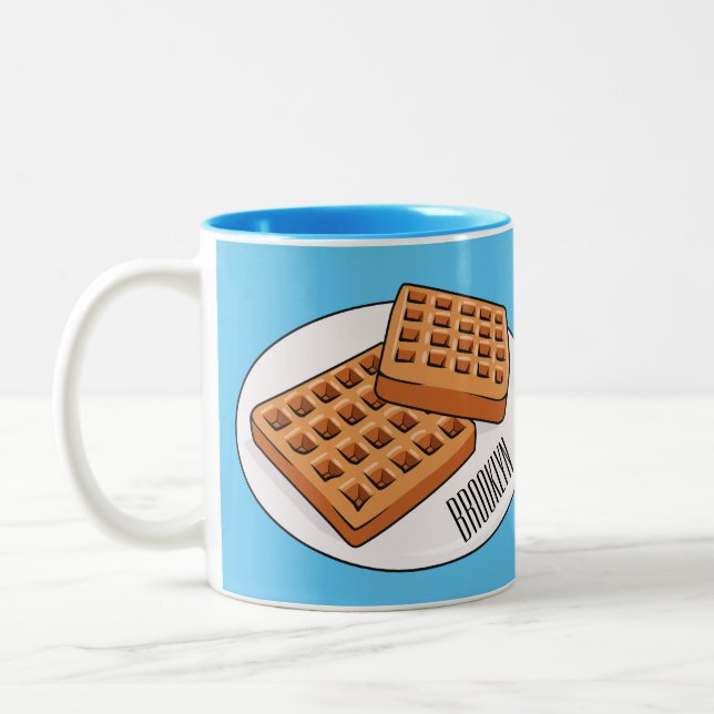 Caneca De Café Em Dois Tons Ilustração de desenho animado Waffle (Esquerda)