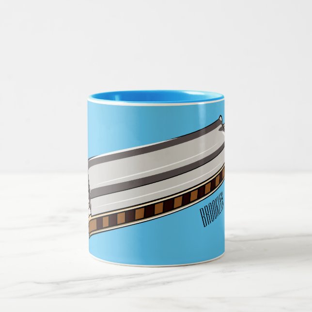 Caneca De Café Em Dois Tons Ilustração de desenho da Harmonica (Centro)