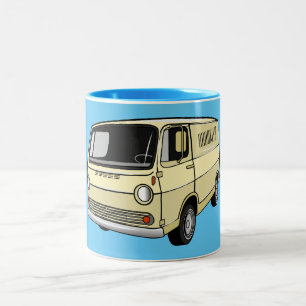 Caneca De Café Em Dois Tons Ilustração de desenho da van clássica